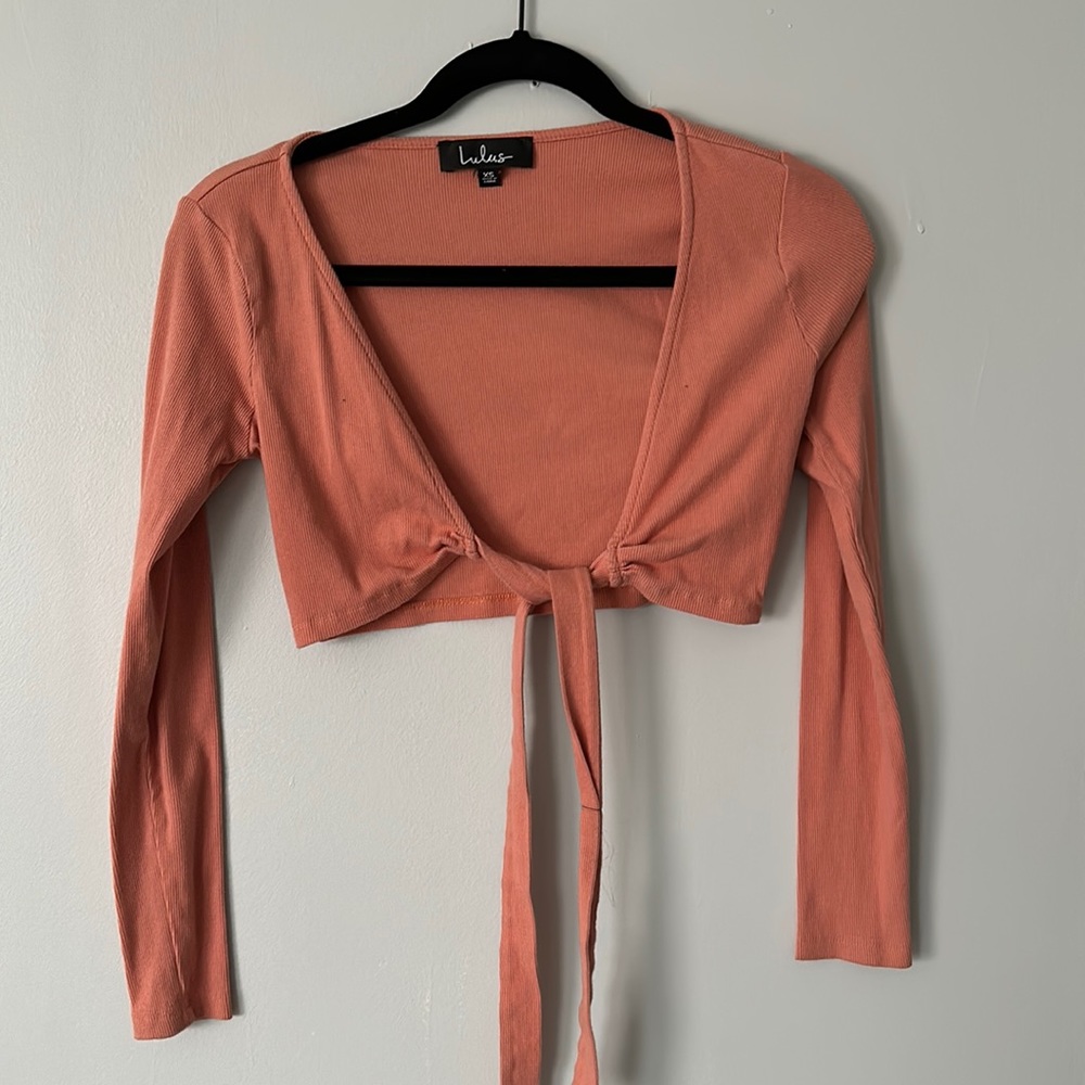 Lulus Peach Long Sleeve Crop Top